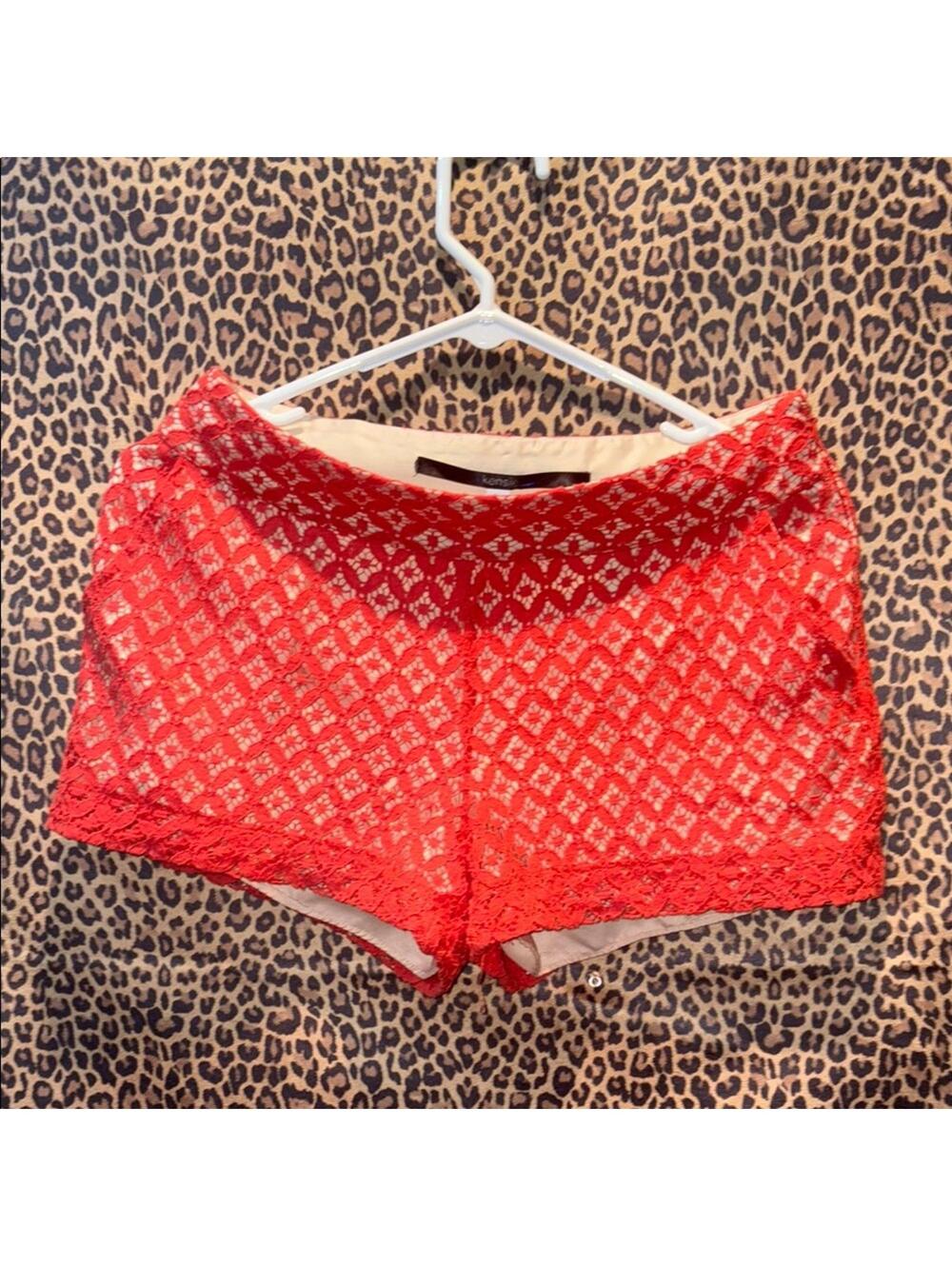 Ladies Size 4 Kensie Reddish Pink Lace Short Shorts
